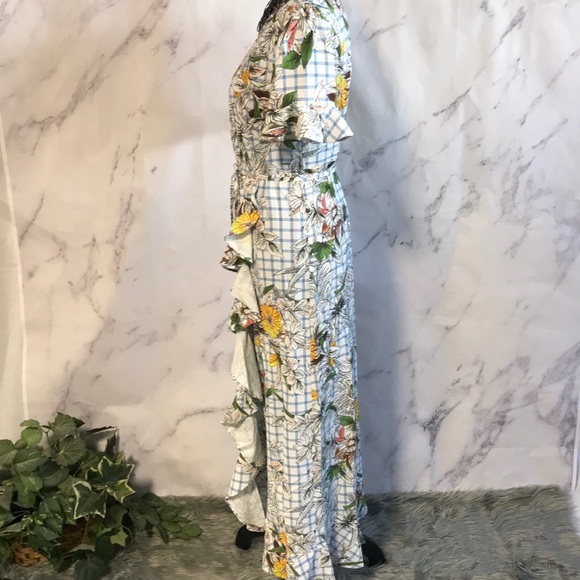 IVORY & BLUE FLORAL DRESS - Picture 4 of 8